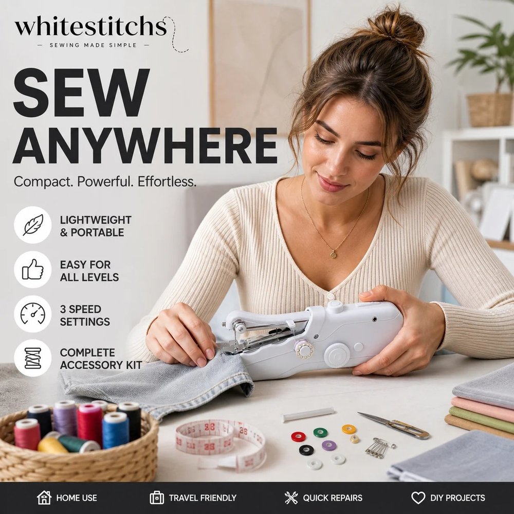 Portable handheld electric sewing machine
