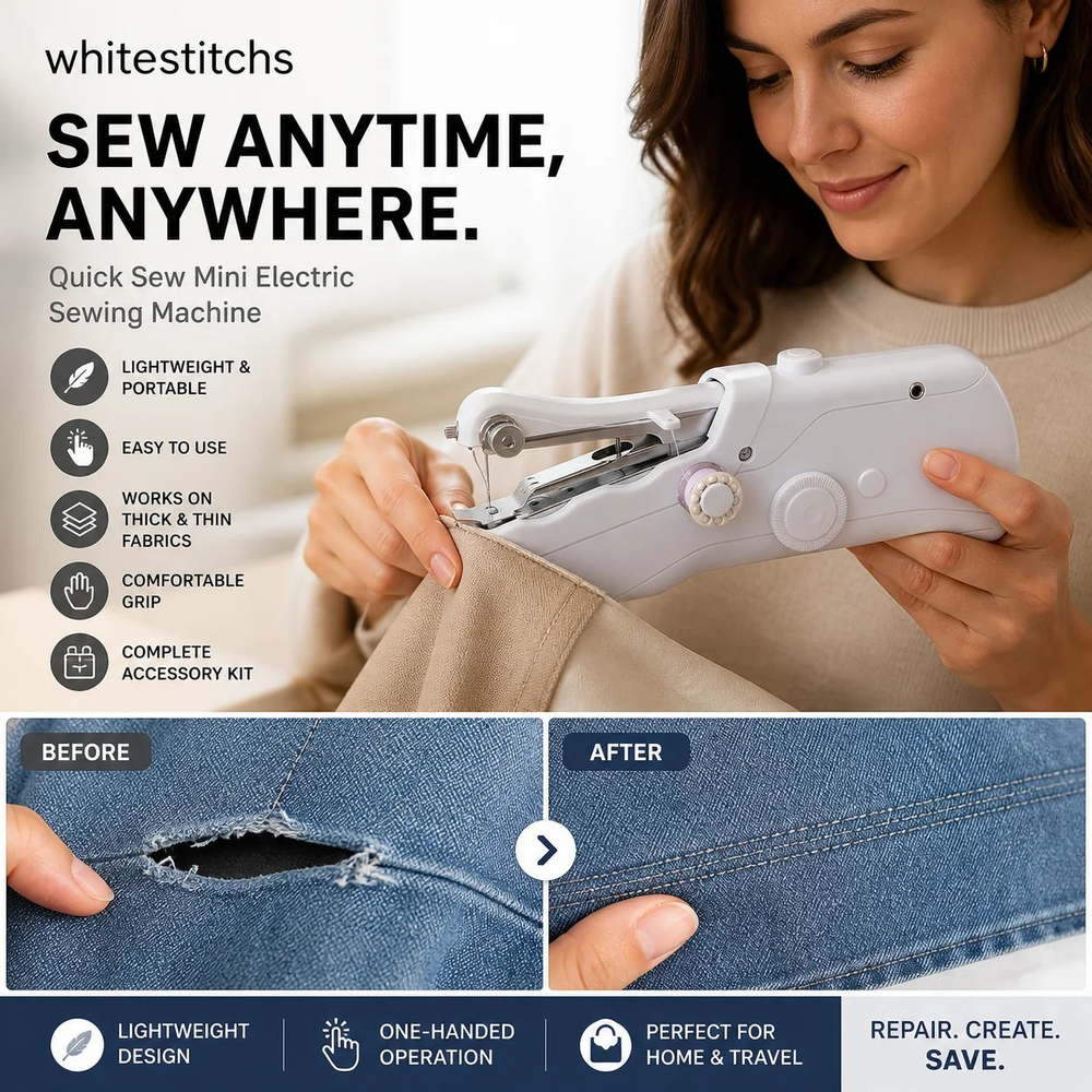 Portable sewing machine for different fabrics