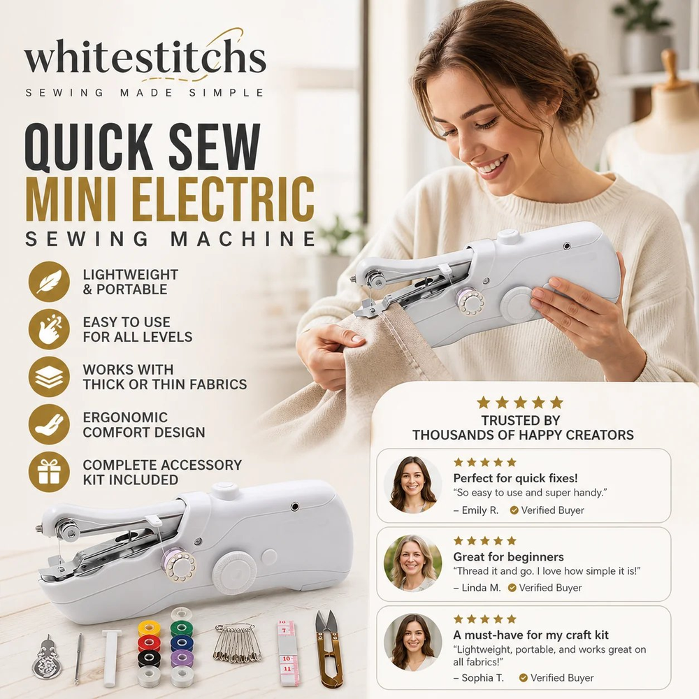 Handheld sewing machine accessory kit